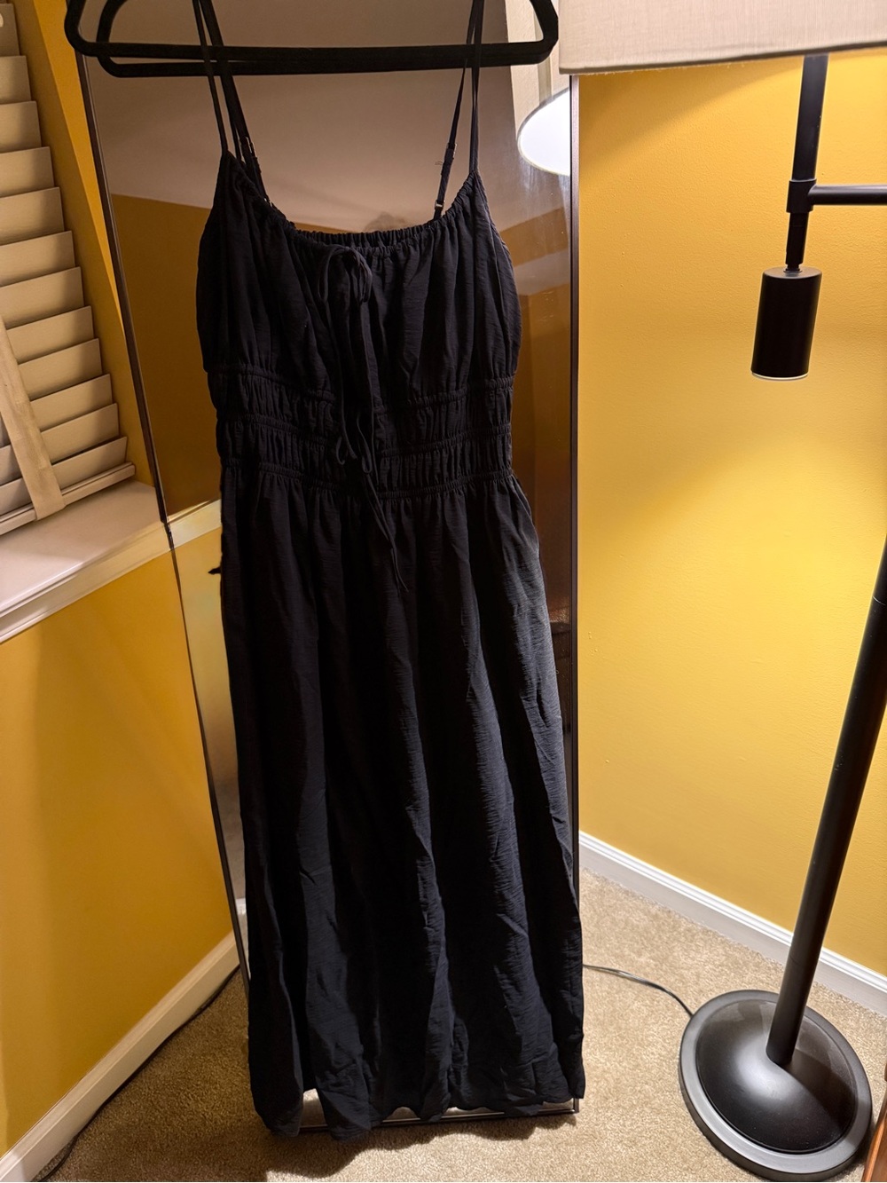 Abercrombie & Fitch Black Maxi Dress with Smocked Bodice
